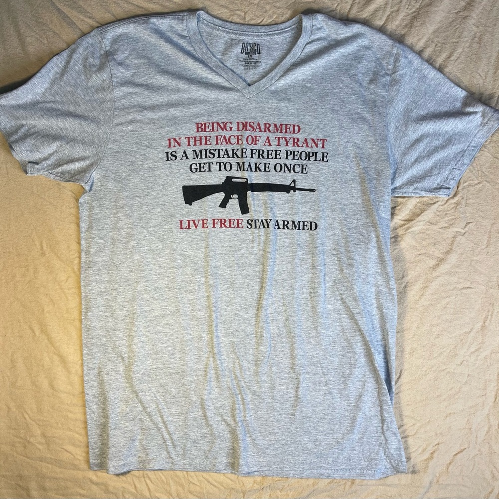 Brisco Brands V-Neck Live Free Stay Armed Pro-Freedom 2A Patriotic Shirt Large